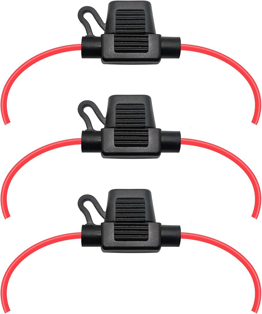 VANTRONIK Waterproof Mini Inline Fuse Holder with 20 Gauge AWG Wire 12 Inches Long, Fit for ATM Blade Small Fuse in Vehicle Automotive Car Boat Tractor, 3 Pack