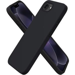 ORNARTO Compatible with iPhone 17e Case and for iPhone 16e Case 6.1", Liquid Silicone 3 Layers Full Covered Soft Gel Rubber Shockproof Cover, Protective Phone Cases for 16e & 17e-Black