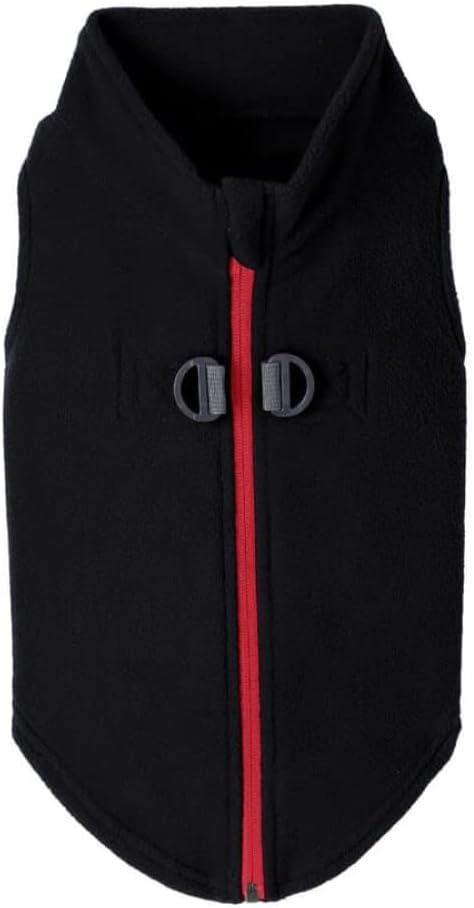 Gooby - Zip Up Fleece Vest, Fleece Jacket Sweater with Zipper Closure and Leash Ring, Black, Large (Large chest (~20"), Black)