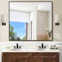 Black Bathroom Mirror for Wall, 36x40 Inch Rectangle Mirrors with Metal Frame, Modern Rectangular Wall Mirror for Bathroom Living Room, Entryway Hangs Horizontal or Vertical