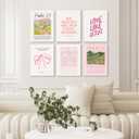 Pink Christian Wall Art Bible Verse Canvas Poster Floral Wall Decor Religious Pictures Girls Room Prints Scripture Poster Bundle Bow Artwork Trendy Preppy Painting for Bedroom 8x10 Inch Ready to Hang