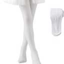 EPEIUS Fleece Lined Tights for Girls,Winter Warm Leggings Toddler Thick Thermal Dance Tights 900D Black Nude Ballet Pink (3-5T, White 1-pack)