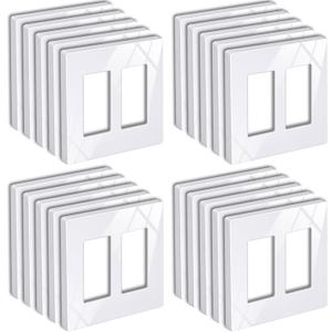 BESTTEN 20 Pack 2-Gang Screwless Wall Plate, USWP6 Gloss Snow White, Decorator Outlet Cover, H4.69 x W4.73, Light Switch Face Plate