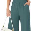 GRECERELLE Two Piece Sets for Women Sleeveless Crop Top Wide Leg Pants Sweat Set for Women Tracksuits 2026 Summer (Green, M)