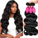 15A Body Wave Bundles Human Hair 18 20 22 Inch 100% Unprocessed Brazilian Virgin Human Hair Bundles Weave 3 Bundle Hair Extensions for Women Natural Color