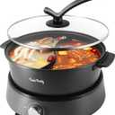 Food Party Hot Pot Electric Upgraded Separable Shabu Shabu Pot with Divider Hotpot Pot Electric Cooker Dual Sided 110V 1350W Non-Stick 5L Fondue Pot for 2-6 People