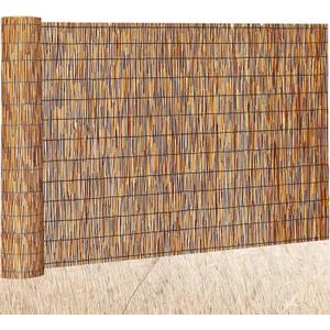 Barydat 1 Pcs 4 x 10 ft Reed Fence Roll, 85% Shade Bamboo Privacy Screen, Natural Decorative Reed Fencing for Outdoor Garden Backyard Patio Balcony