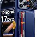 Vizvera for iPhone 17 Pro Case Wallet RFlD [Cards Holder][Camera Control][Camera Cover] Full Body Rugged Shockproof Silicone Protective Phone Case for iPhone 17 Pro 6.3'' 2025(Blue)