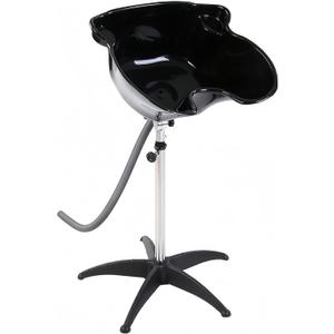 Height Adjustable Portable Shampoo Sink with 270 Rotation, Deep Hair Washing Basin & Drain Hose for Home/Salon - Black
