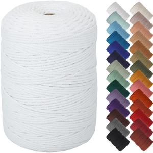 NOANTA White Macrame Cord 3mm x 328yards, Colored Macrame Rope, Cotton Rope Macrame Yarn, Colorful Cotton Craft Cord for Wall Hanging, Plant Hangers, Crafts, Knitting