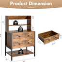 24 Inch Wide Night Stand, Large Wooden Night Stand with 2 Adjustable Drawes, Tall Nightstand with 4-Tier Shelves and Charging Station, Bedside Table for Living Room/Bedroom/Office, Retro., 24" x 15" x 38.6"