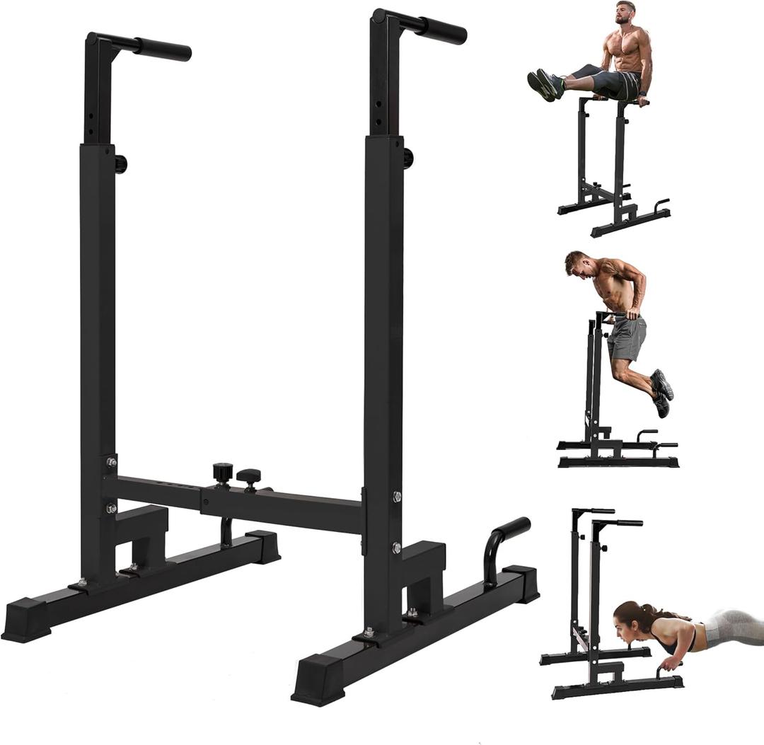 Yes4All Dip Stand 500 LBS Capacity, 80 Levels Adjustable Dip Bars, Dip Station Machine for Home Gym (Black)