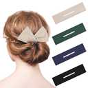 4 Pieces Deft Hair Bun Maker Doughnut Hair Bun French Hairstyle (Black, Khaki, Green, Dark Blue)