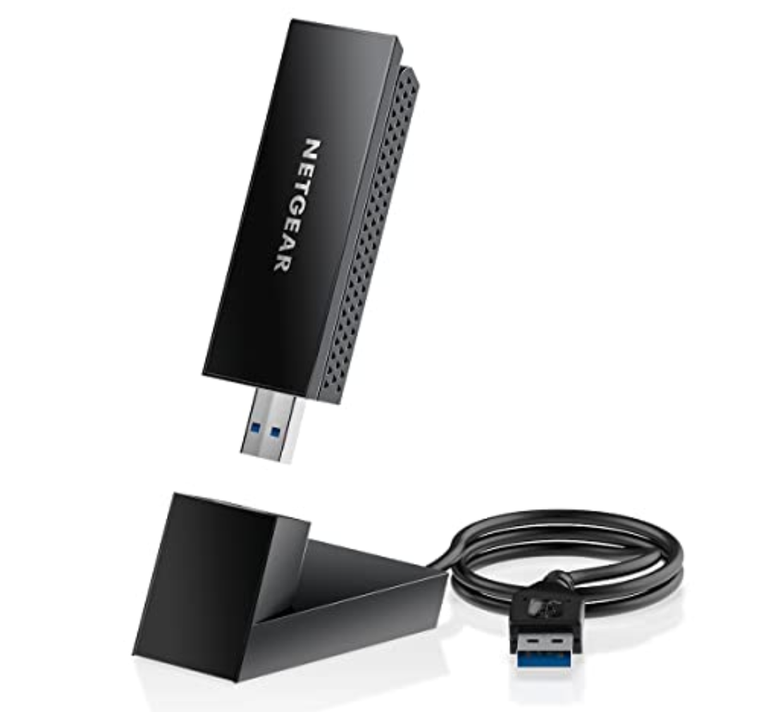 NETGEAR Nighthawk WiFi 6E USB 3.0 Adapter (A8000) - AXE3000 Tri-Band Wireless Gigabit Speed (Up to 3Gbps) - New 6GHz Band – Works with Any WiFi 6 or 6E Router Or Mesh System - for Windows PC