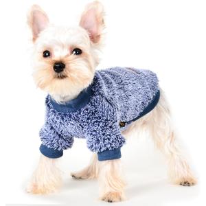 Yikeyo XXS Dog Sweaters for Small Dogs Male Winter Warm Fleece Dog Clothes Chihuahua Yorkie Teacup Puppy Sweater Pet Coat Jacket Cat Outfit for Puppy Small Dogs Boy and Girl, Navy Blue