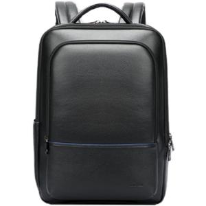 BOPai Genuine Leather Backpack for Men Multi-Function 15.6 inch Laptop Premium Executive Business Travel Friendly Smart Rucksack Anti Theft Large Capacity Office Classic Black