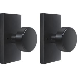 Dummy Door Knob Interior, Matte Black Door Knobs Modern Rectangle Heavy Duty Door Handle for Bifold Closet Doors, 2 Pack