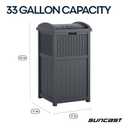 Suncast Wicker Trash Hideaway, Outdoor Trash Can with Lid, Cyberspace Gray