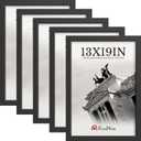13x19 Picture Frame 5 Pack, Black Solid Wood Poster Frame for Wall