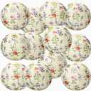 Honoson 12 Pcs Floral Paper Lantern Party Decorations Tea Party Decorations 10 Inch Flower Wildflower Summer Hanging Round Paper Lanterns for Bridal Shower Wedding Birthday Spring Supplies