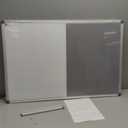 White Board and Cork Board Combo - 36 x 24 Inches Large Dry Erase Whiteboard and Bulletin Board, Magnetic Wall Pin Display Board for Home, Classroom & Office, 24"x36" Grey