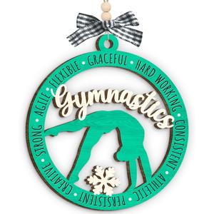 Gymnastics Christmas Ornament 2025, Gymnastics Gifts for Girls, Teenagers, Women, Coaches, Xmas Gifts for Gymnast Lovers, Sport Fan, Wooden Ornaments for Christmas Decorations