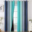 Estelar Textiler Navy Blue and Teal Blackout Curtains 72 Inch Length 2 Panels Set, Full Room Darkening Grommet Ombre Curtains for Bedroom, Thermal Insulated Light Blocking Gradient Drapes, 52Wx72L