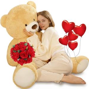 Tezituor 52in Giant Teddy Bear Stuffed Animal, Light Brown Big Teddy Bears Plush Gifts for Girlfriend, Kids, Life Size Large Cute Soft Bear Plush Toys Gift for Valentines Day, Christmas, Birthday