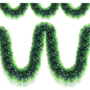 Christmas Tinsel Garland - 33 Ft Green Metallic Tree Winter Xmas Garland Dark Green Tinsel Hanging Twist Hanging Decorations for Christmas Party Holiday Supplies