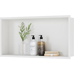Neodrain Shower Niche, Insert Bathroom Storage Shower Shelf, Stainless Steel Recessed Wall Niche No Tiled Recessed Cabinet Waterproof for Shower Storage(White,24"x12")