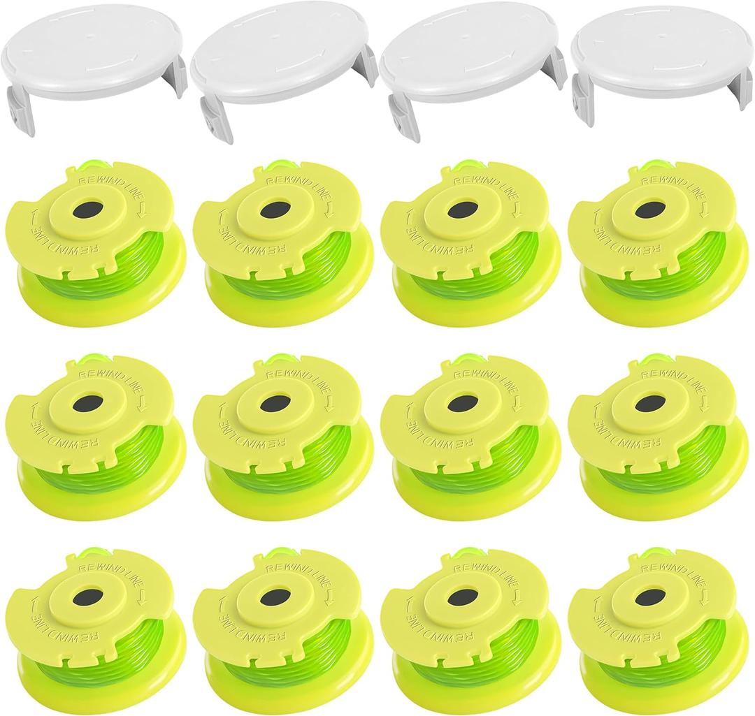 Weed Wacker String Replacement for Ryobi One Plus+ AC80RL3 0.08'' String Trimmer Line Compatible with Ryobi Weed Wacker 18V,24V,40V Trimmers (9 Replacement Spool, 4 Trimmer Cover)
