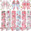 Duraaamo 6 Rolls 30 Yards Total Summer Flamingo Wired Edge Ribbon Party Burlap Ribbon Tropical Ribbon Summer Tropical Ribbons for Crafting Luau Hawaiian Gift Wrapping Bows Crafting Decorations