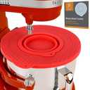 Silicone Mixer Bowl Cover Compatible with KitchenAid 6-7 Quart Bowl-Lift Stand Mixers, Airtight Lid with Collapsible Small Bowl, Splash Guard, Dustproof, Reusable, Dishwasher Safe(Red)