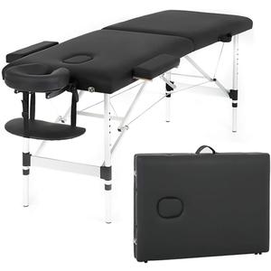 FDW Aluminium Massage Table Portable Massage Bed 24 inch Wide Lash Bed Height Adjustable Spa Bed with Non-Woven Bag for Spa Footmassage Facial CareSpa Tattoo, 2 Fold 24"wide