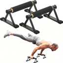 Wooden Parallettes Push Up Bars, Solid Wood Parallel Bars with Anti-Slip Grip, Heavy Duty Metal Frame Supports 600 lbs, Stable Dip Bars for Handstand, L-Sit, Gymnastics & Home Workout