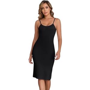 Qzzater Slip Dress for Women Adjustable Spaghetti Straps Under Dresses Basic Full Slips Cami Long Slip Dress Nightgown, Size: L