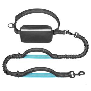 iYoShop Hands Free Dog Leash with Zipper Pouch, Dual Padded Handles and Durable Bungee for Walking, Jogging and Running Your Dog (Large, 25-120 lbs, Black)