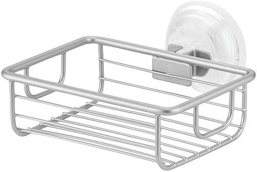 InterDesign Classico Bathroom Shower Suction Soap Dish, Silver