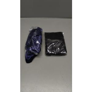 2Pcs Bonnets for Black Women Braid Bonnet, Large Long Satin Bonnet for Braids, Silk Bonnet with Stretchy Tie Band Sleep Cap Hair (2Pcs-Black&Dark Blue)