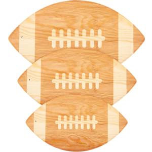 3 Pieces Football Cutting Board Football Serving Tray Hanging Football Gifts for Men Engraved Wooden Cutting Board Decoration for Kitchen Party Holiday Supplies Accessories, 3 Sizes (Light Brown)