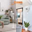 Comfort Zone 18-Inch Smart WiFi Oscillating Stand Fan, 3-Speed Wall-Mountable Fan with Voice Control, Full-Function Timer & Adjustable Stand up to 53 Inches, Quiet Tri-Curve Technology