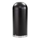 Safco Open Top Dome Trash Can, 15 Gallon Stainless Steel Garbage Can for Indoor Use, Hands Free, Black