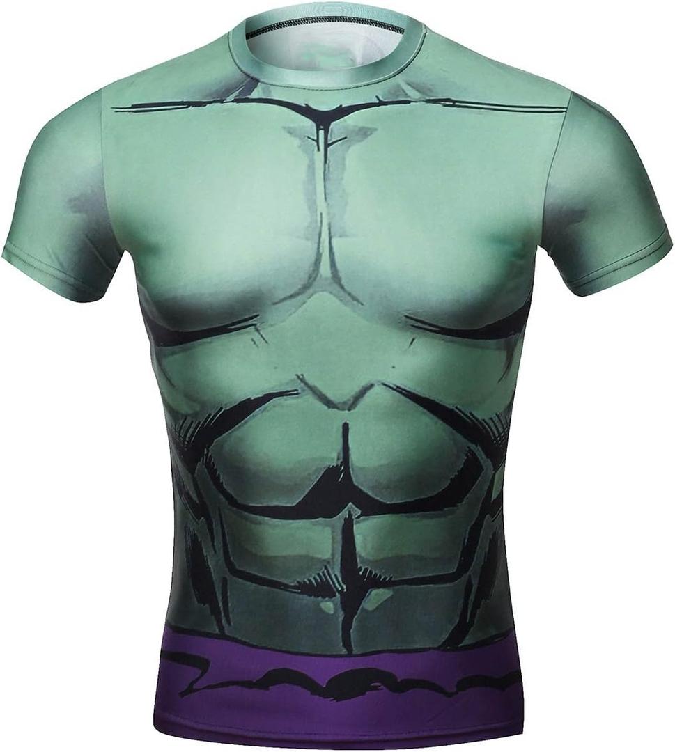 Red Plume Men's Compression Armor Fitness Shirt,Green Giant Sports T-Shirt(XL, Muscle)