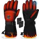 Heated Gloves, 5V 6000mAh Rechargeable Heated Gloves for Men Women, Waterproof & Upgrade Non-Slip Electric Heating Glove for Motorcycling, Hunting, Skiing, Outdoor Work (Black, Medium)