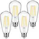 4-Pack Vintage E26 LED Edison Bulbs 100W Equivalent 1400LM High Brightness 8W ST58 LED Filament Light Bulbs 4000K Daylight White Medium Base CRI90+ Antique Clear Glass for Home Office, Non-dimmable