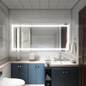 LED Bathroom Mirror with Lights, 60 x 28 Inch Lighted Anti-Fog Dimmable Mirror, IP44 Waterproof Lighted Bathroom Vanity Mirror for Wall(Horizontal/Vertical)