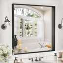 36x 36 Black Bathroom Mirrors for Over Sink, Square Framed Mirror for Over Sink, Bathroom Vanity Mirrors,Tempered Glass, Decor Wall Mirrors for Entryway, Living Room (Horizontal/Vertical)