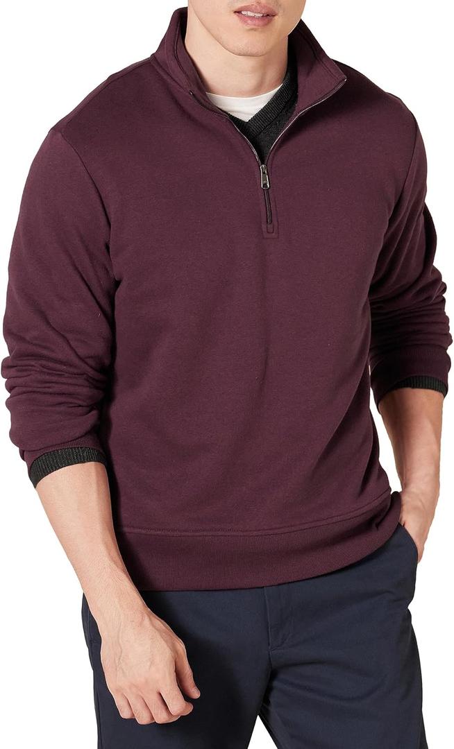 Essentials Men's Long-Sleeve Quarter-Zip Pullover Fleece Sweatshirt, Midweight, Burgundy, Small