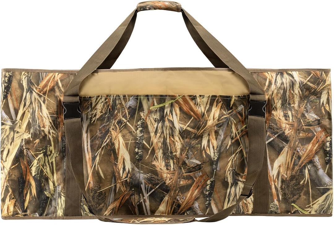 12 Slot Duck Decoy Bag with Carrying Padded Shoulders Hunting Blind Camo Printing Duck Decoy Bag with Smart Mesh Bottom Drainage System