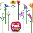 ZURU MAX Premium Garden Building Bricks Collection, Long Flowers Set with 2 Flowers, up to 232 Pieces, 10 Designs to Collect